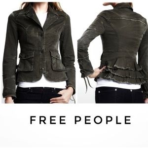 Free People | Distressed Ruffle Military Jacket